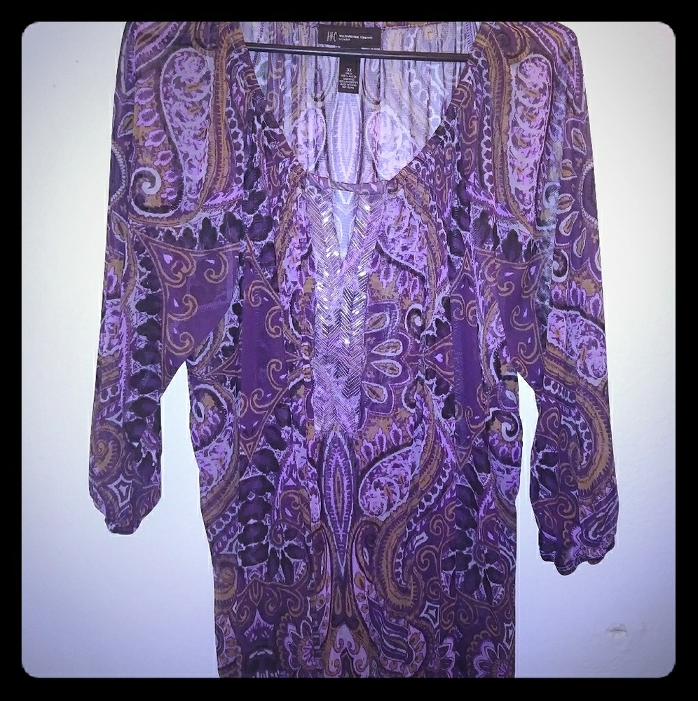 INC sheer purple blouse